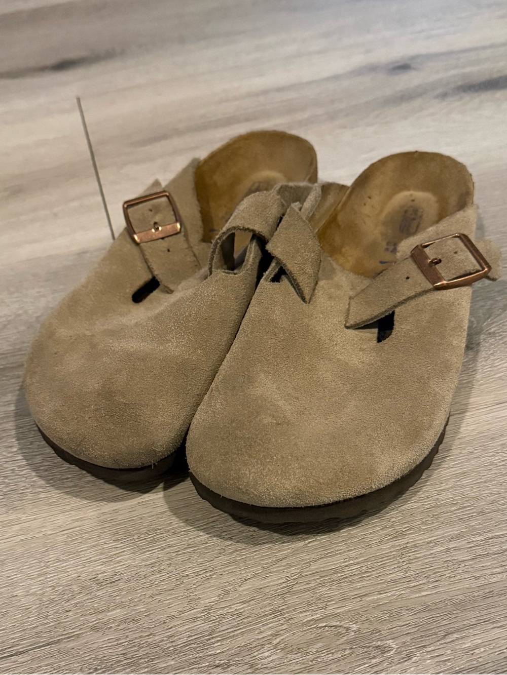Birkenstock Suede Slip-On Clog in Tan